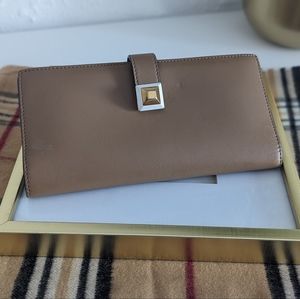 FENDI Taupe Leather Stud French Long Wallet 2017 Collection